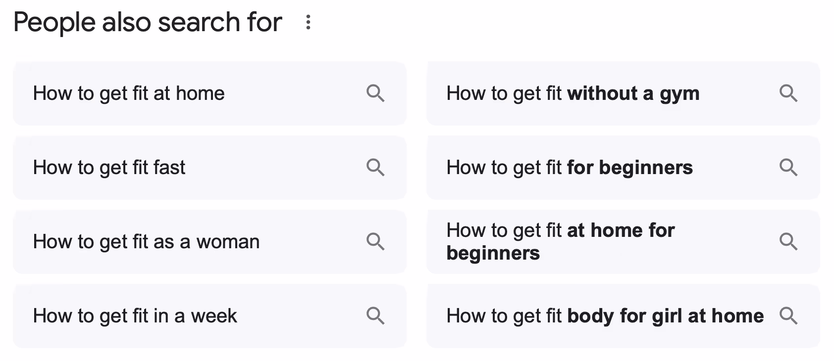 Related searches for “how to get fit.”