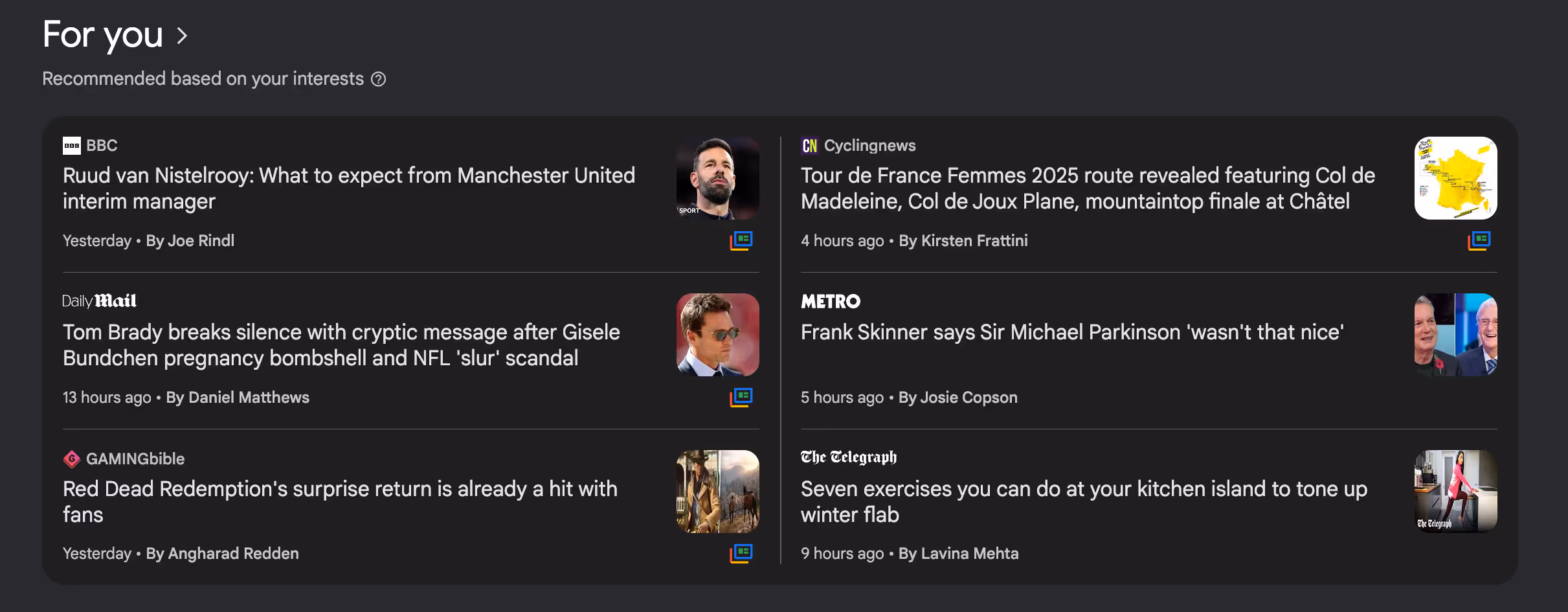 Google News trending topics example