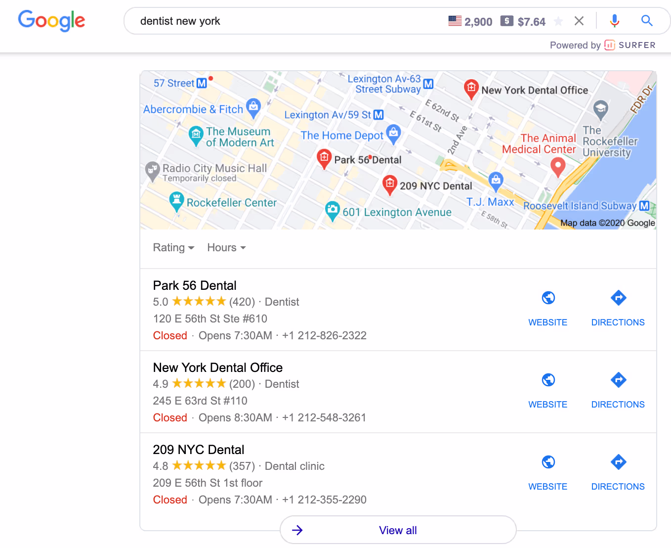 local map in serp