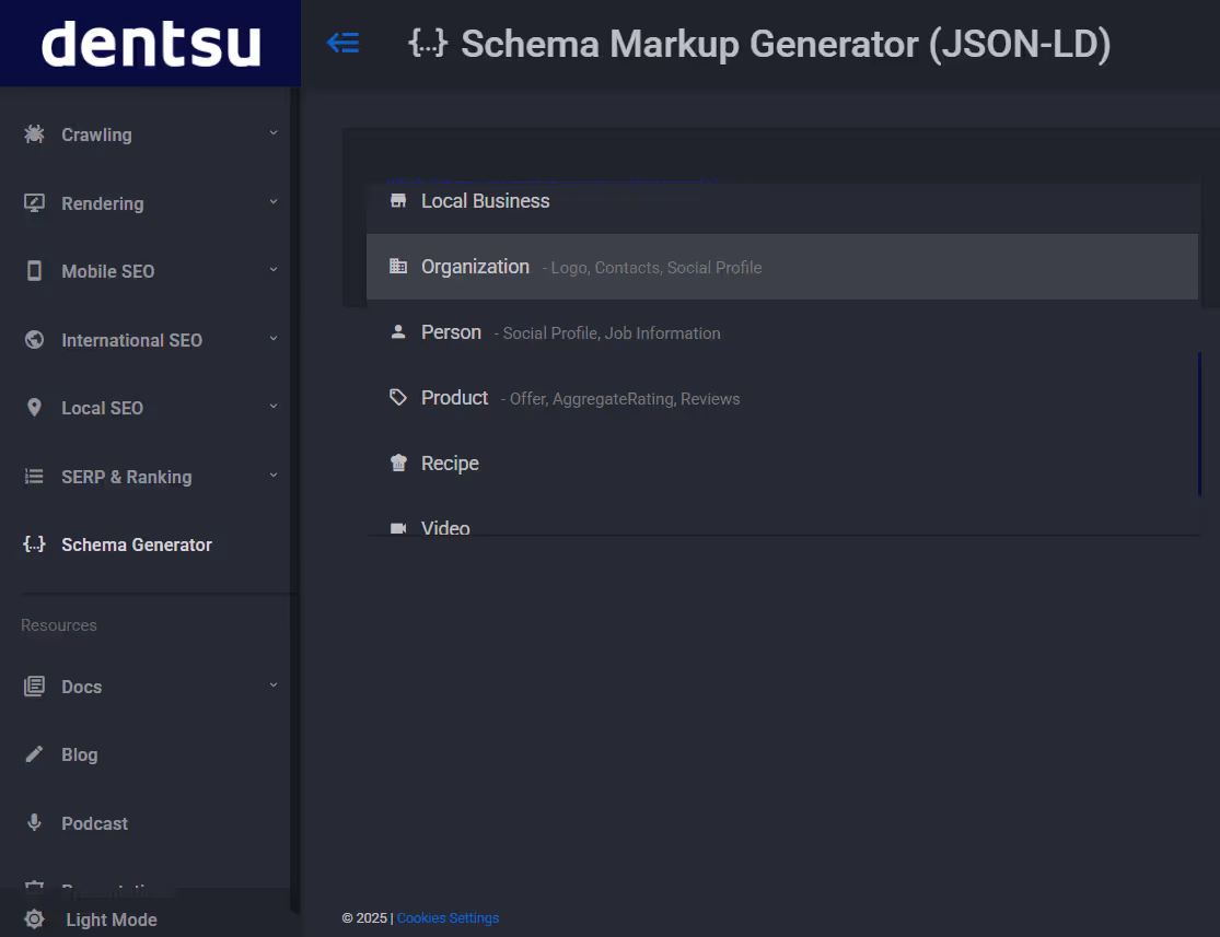 A screenshot showing Merkle’s free Schema Generator.