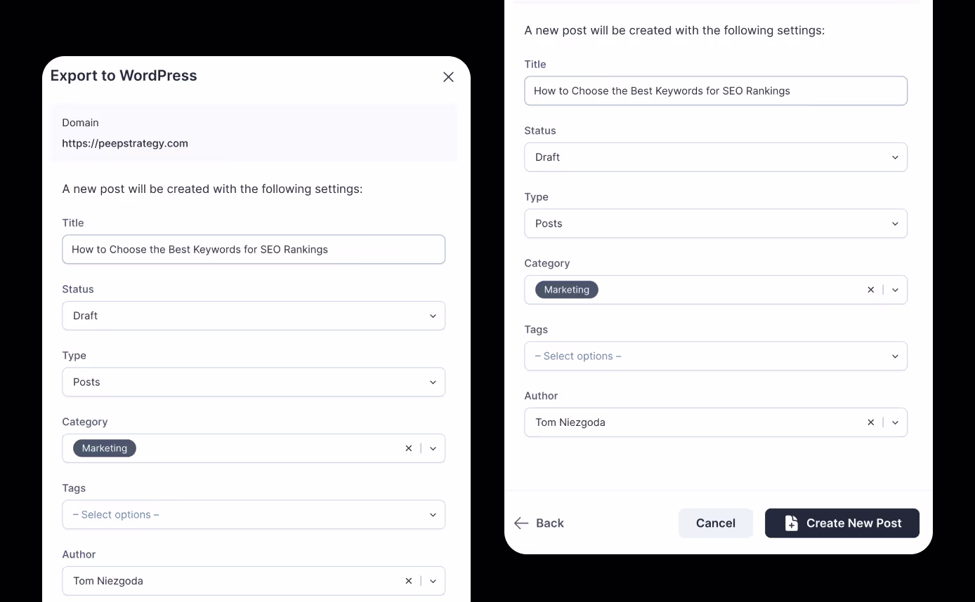 Publish to WordPress straight from the Content Editor