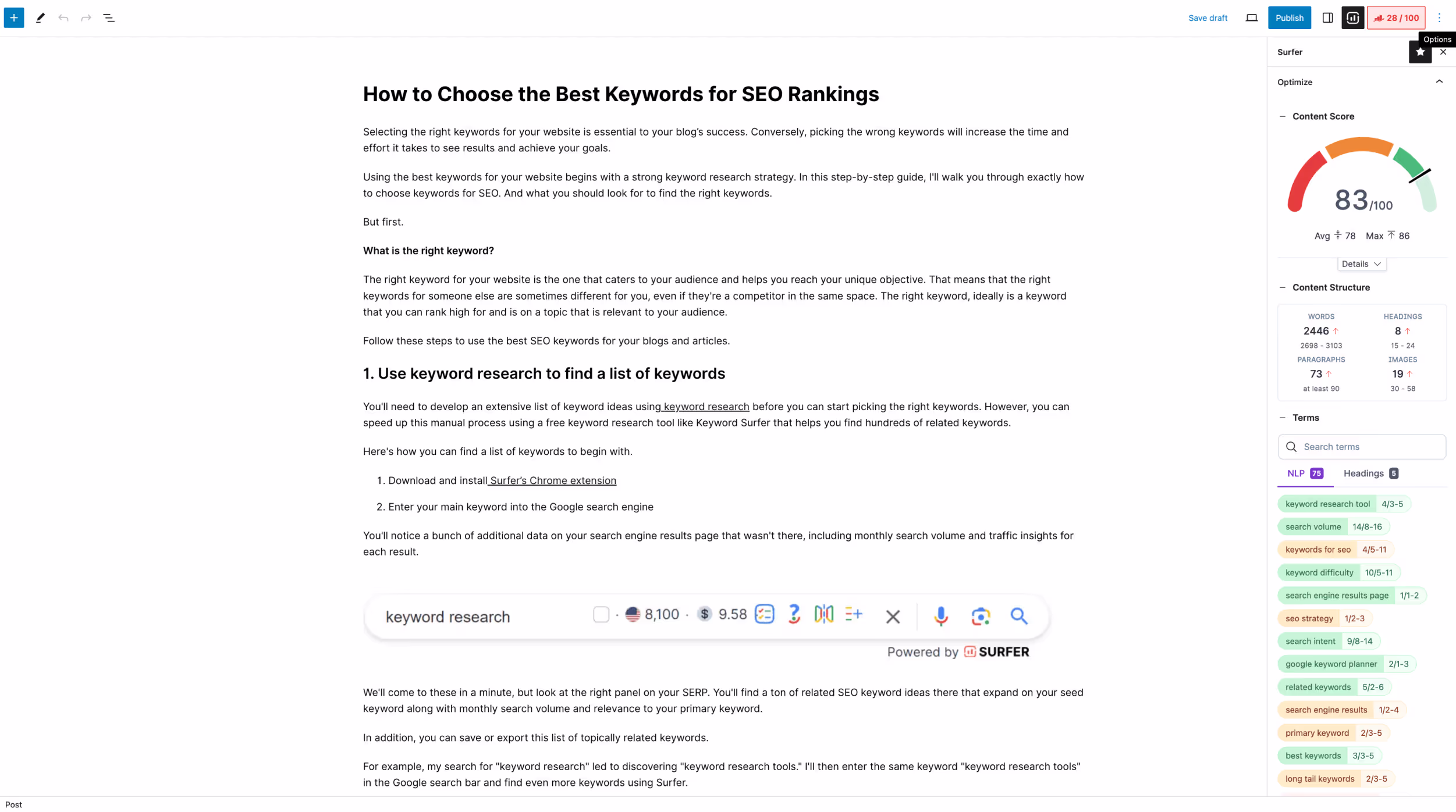 Surfer x WordPress integration in action