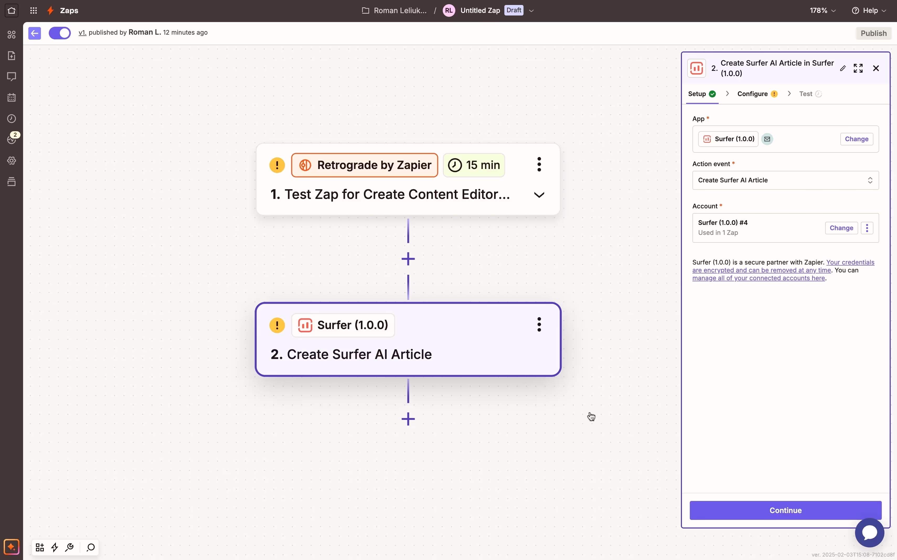 Surfer x Zapier integration in action